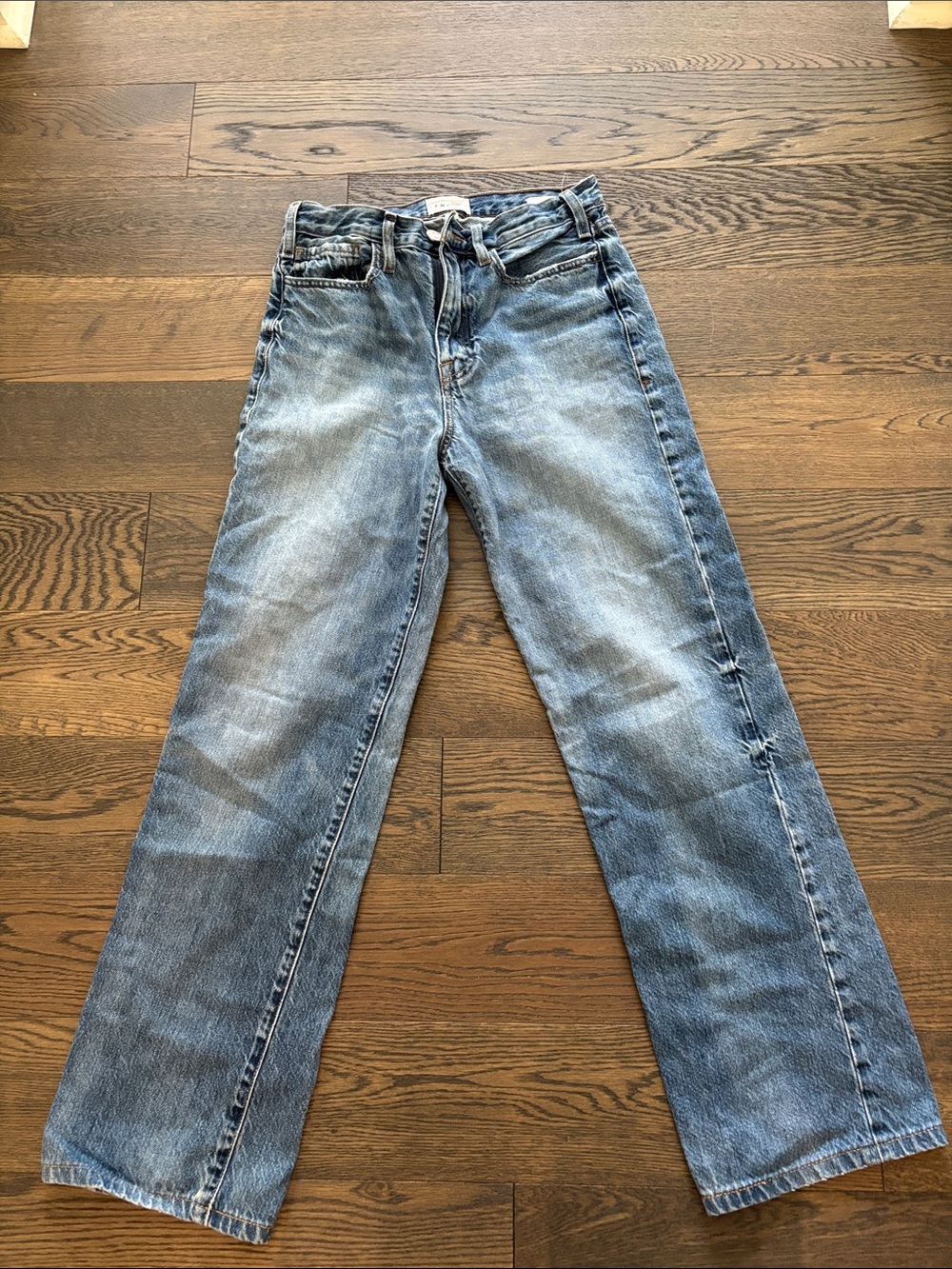 FRAME Women’s Le Jane Blue Jeans - Casual Straight Leg Ankle stone washed 25